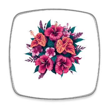 Hibiscus Floral Tropics - Square fridge magnet - white - Front