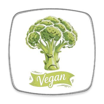 T-shirt végane Chemise nutritive en brocoli - Magnet carré - blanc - Devant