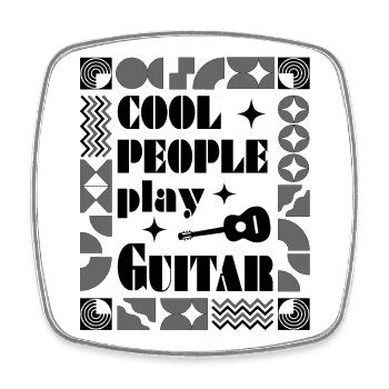 Cool people play Guitar black - Viereckiger Kühlschrankmagnet - Weiß - Vorne