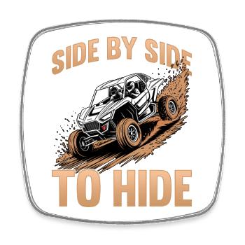 UTV Off Road Boy Men 4 Wheeler Side by side - Viereckiger Kühlschrankmagnet - Weiß - Vorne