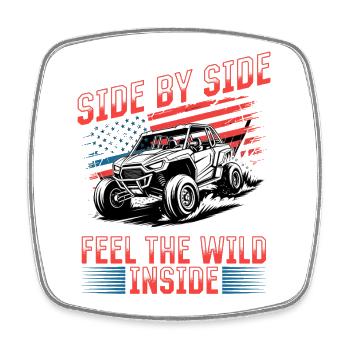 UTV Off Road Boy Men 4 Wheeler Side by side - Viereckiger Kühlschrankmagnet - Weiß - Vorne
