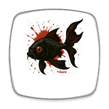 Koi-Splatter: Schwarz Fisch - Viereckiger Kühlschrankmagnet - Weiß - Vorne