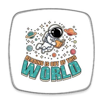 Reading Books Is Out Of This World - Square fridge magnet - white - Front