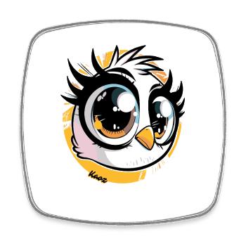 Pop de tête d’oiseau de Kawaii - Magnet carré - blanc - Devant
