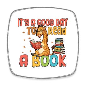 C’est un bon jour pour lire un livre Amoureux des romans girafes - Magnet carré - blanc - Devant
