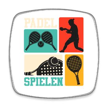 Padel Sport PLAY PADEL Lustiges - Viereckiger Kühlschrankmagnet - Weiß - Vorne