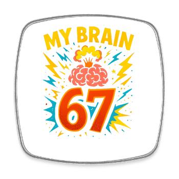 Six Seven Italian Brainrot Brain Humor Meme Funny - Square fridge magnet - white - Front
