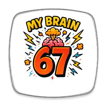 Six Seven Italian Brainrot Brain Humor Meme Funny - Square fridge magnet - white - Front