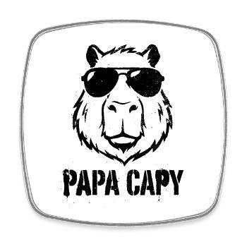 Papa Capy - Capybara Father's Day - Square fridge magnet - white - Front