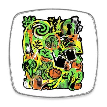 Jardinier en permaculture - Magnet carré - blanc - Devant