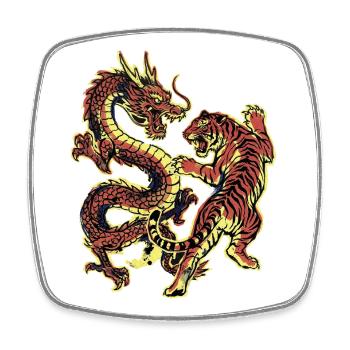 Dragon and Tiger Chinese - Square fridge magnet - white - Front
