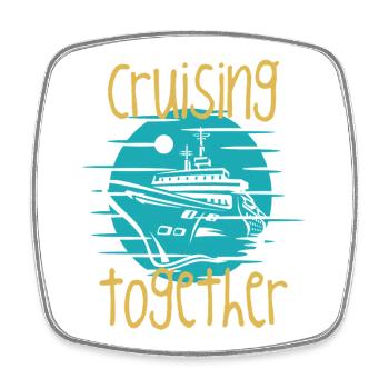 Graphique du bateau de croisière ensemble - Magnet carré - blanc - Devant