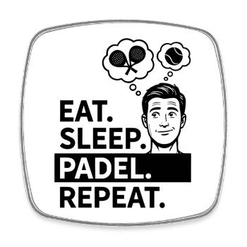 Eat Sleep Padel Repeat Lifestyle Sport Routine - Square fridge magnet - white - Front