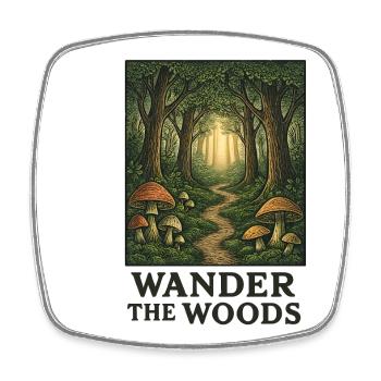 Forest path of hikers - Square fridge magnet - white - Front