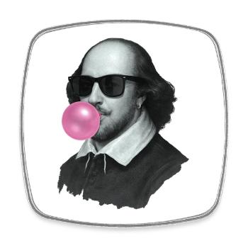 William Shakespeare mit Kaugummi und Sonnenbrille - Viereckiger Kühlschrankmagnet - Weiß - Vorne