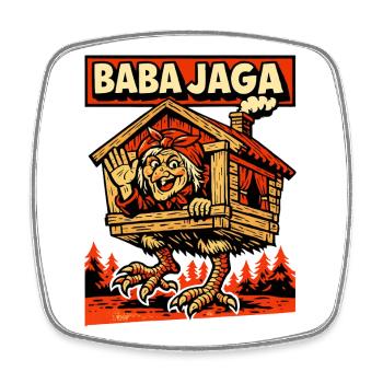 Baba Jaga, slawische Hexenlegende - Viereckiger Kühlschrankmagnet - Weiß - Vorne