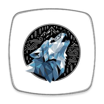 Wolf Geometrisch Berge Natur - Viereckiger Kühlschrankmagnet - Weiß - Vorne