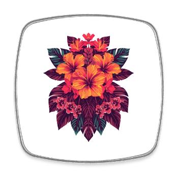 Tropische Hibiskus-Blumenpracht - Viereckiger Kühlschrankmagnet - Weiß - Vorne