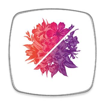 Blumen & Regenbogen-Diagonale - Viereckiger Kühlschrankmagnet - Weiß - Vorne