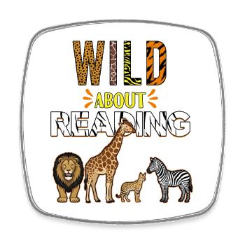 Zootiere lesen wild über das Lesen - Viereckiger Kühlschrankmagnet - Weiß - Vorne