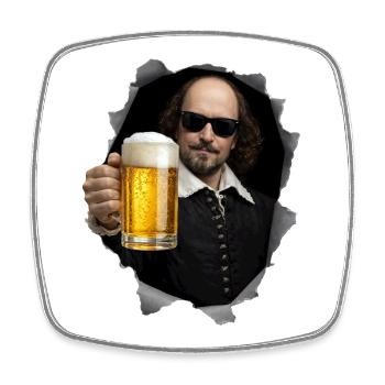 William-Shakespeare mit Bier - Viereckiger Kühlschrankmagnet - Weiß - Vorne
