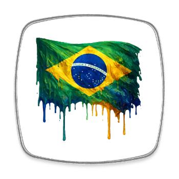 Brasilien-Flagge in bunten Farben - Viereckiger Kühlschrankmagnet - Weiß - Vorne