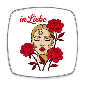 In Liebe Romantische Line Art Frau Rosen - Viereckiger Kühlschrankmagnet - Weiß - Vorne