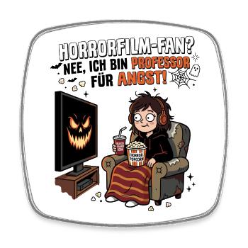 Horrorfilm-Fan Professor Angst - Viereckiger Kühlschrankmagnet - Weiß - Vorne