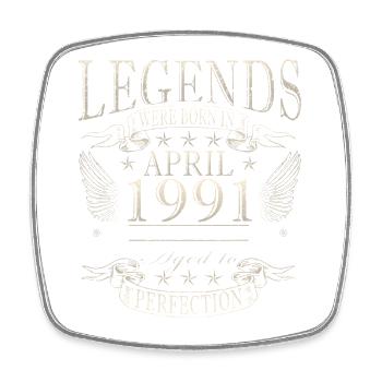 35. Geburtstag Geschenk Mann Original April 1991 - Viereckiger Kühlschrankmagnet - Weiß - Vorne