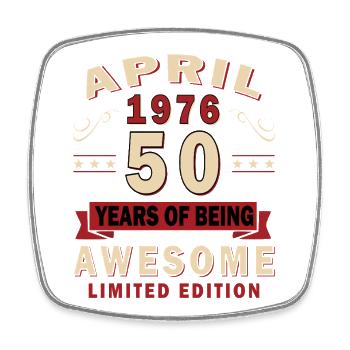 April 1976 Retro April 1976 Birthday Gift - Square fridge magnet - white - Front