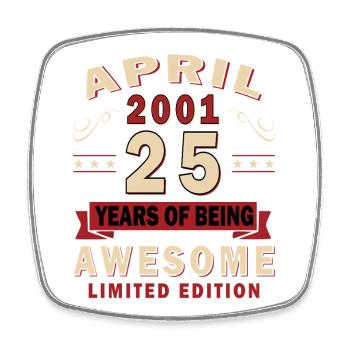 25. Geburtstag Geschenk Mann Original April 2001 - Viereckiger Kühlschrankmagnet - Weiß - Vorne