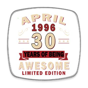 30th Anniversary April 1996 Vintage Gift - Square fridge magnet - white - Front