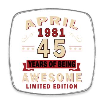 April 1981 Retro April 1981 Geburtstagsgeschenk - Viereckiger Kühlschrankmagnet - Weiß - Vorne