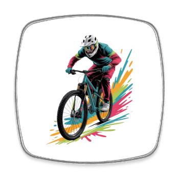 MTB Colored Mountain Bike Design for Boys - Square fridge magnet - white - Front