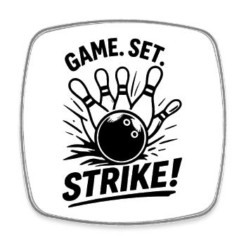 Game Set Strike Bowling Champion Sport Look - Viereckiger Kühlschrankmagnet - Weiß - Vorne