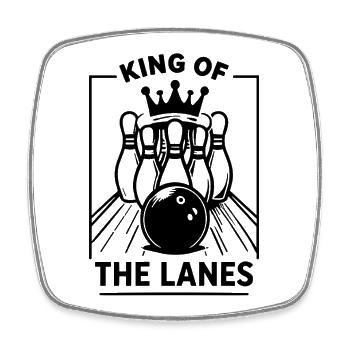 Bowling Skittles King of the Lanes Sport Champion - Square fridge magnet - white - Front