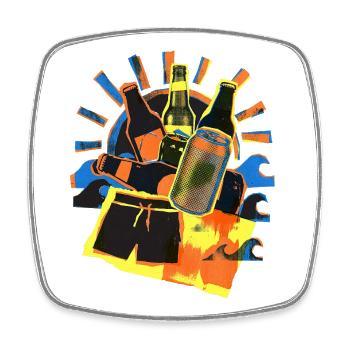 Beer Summer Sun - Square fridge magnet - white - Front
