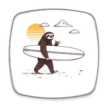 Paresseux Chaka Surfeur - Magnet carré - blanc - Devant