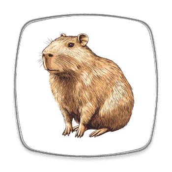 Capybara Portrait in Warm Brown - Square fridge magnet - white - Front