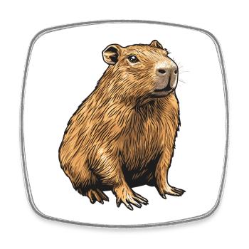 Velvety Capibara Portrait - Square fridge magnet - white - Front