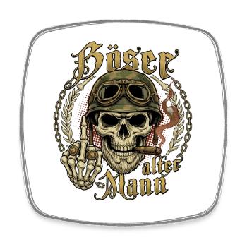 Böser alter Mann Biker Totenkopf Vintage - Viereckiger Kühlschrankmagnet - Weiß - Vorne