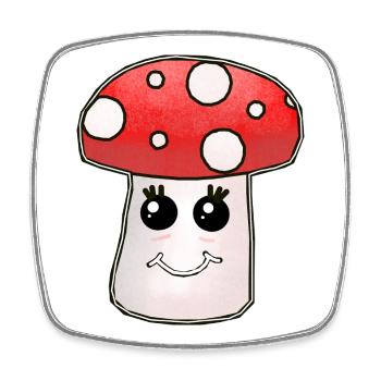 Kawaii Mushroom Toadstool Mushrooms - Square fridge magnet - white - Front