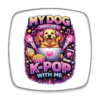 My Dog Watches K-Pop With Me - Viereckiger Kühlschrankmagnet - Weiß - Vorne