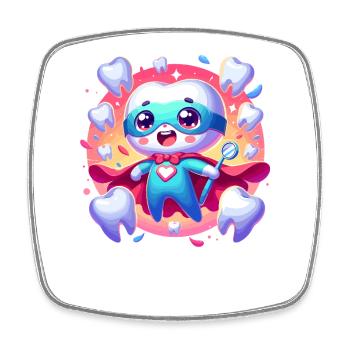 Tooth Doctor Dentist Denture Dental Care Hero - Square fridge magnet - white - Front