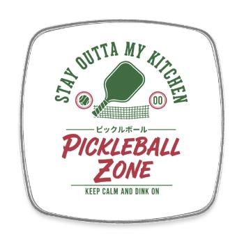Pickleball-lustiger Spieler Bleib aus meiner Küchenzone raus - Viereckiger Kühlschrankmagnet - Weiß - Vorne