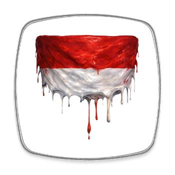 Drapeau indonésien dégoulinant - Magnet carré - blanc - Devant