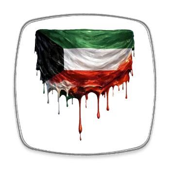 Kuwait Flag Dripping Art - Square fridge magnet - white - Front