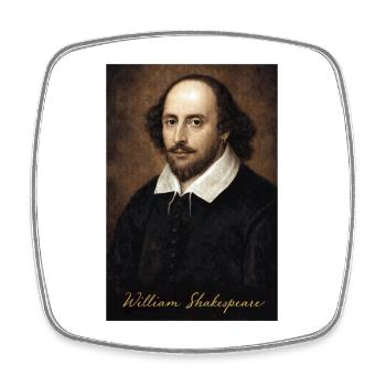 William Shakespeare Porträt - Viereckiger Kühlschrankmagnet - Weiß - Vorne
