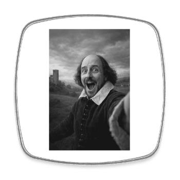 William Shakespeare Selfie - Viereckiger Kühlschrankmagnet - Weiß - Vorne