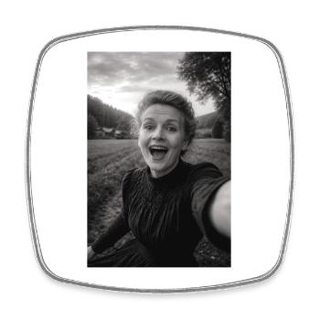 Marie Curie Selfie - Magnet carré - blanc - Devant